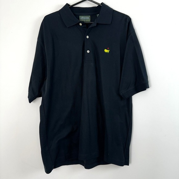 Vtg Masters Collection Polo Shirt Mens Large Black Cotton 60 Two Ply Mercerized - Picture 1 of 7